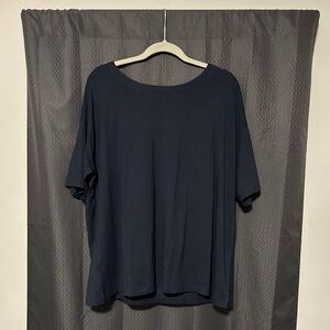 NEW J.Jill Luxe Supima Navy Blue Elbow-Sleeve Tee Women’s Size XL (16/18)